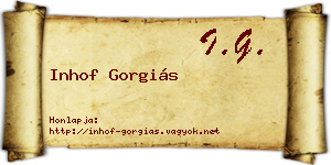 Inhof Gorgiás névjegykártya